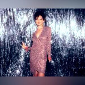 New With Tags Nicole Miller Kaia Sequin Long Sleeve Faux Wrap Dress Size 6